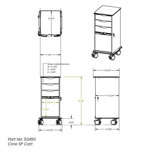 53450 | Core SP Cart with White Drawers 